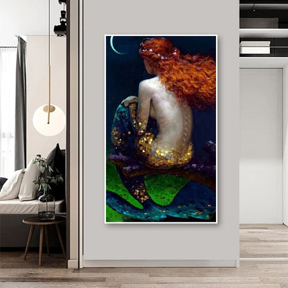 Golden Scales Mermaid Canvas Art