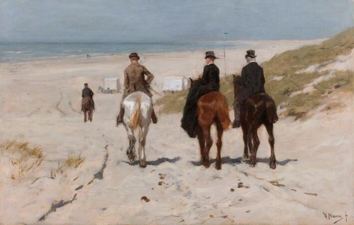 Morning Ride Along the Beach by Anton Mauve Canvas Art