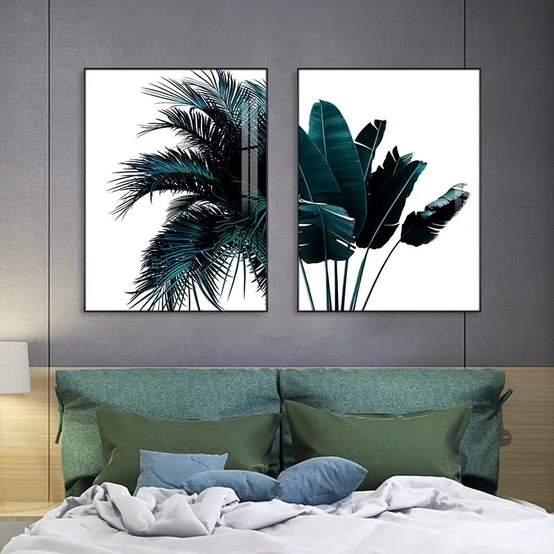 Tropical Plant Plantain Leaves Canvas Art