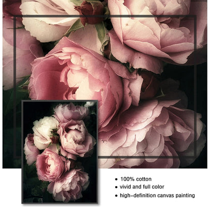 Realistic Pink and White Flower Canvas Art