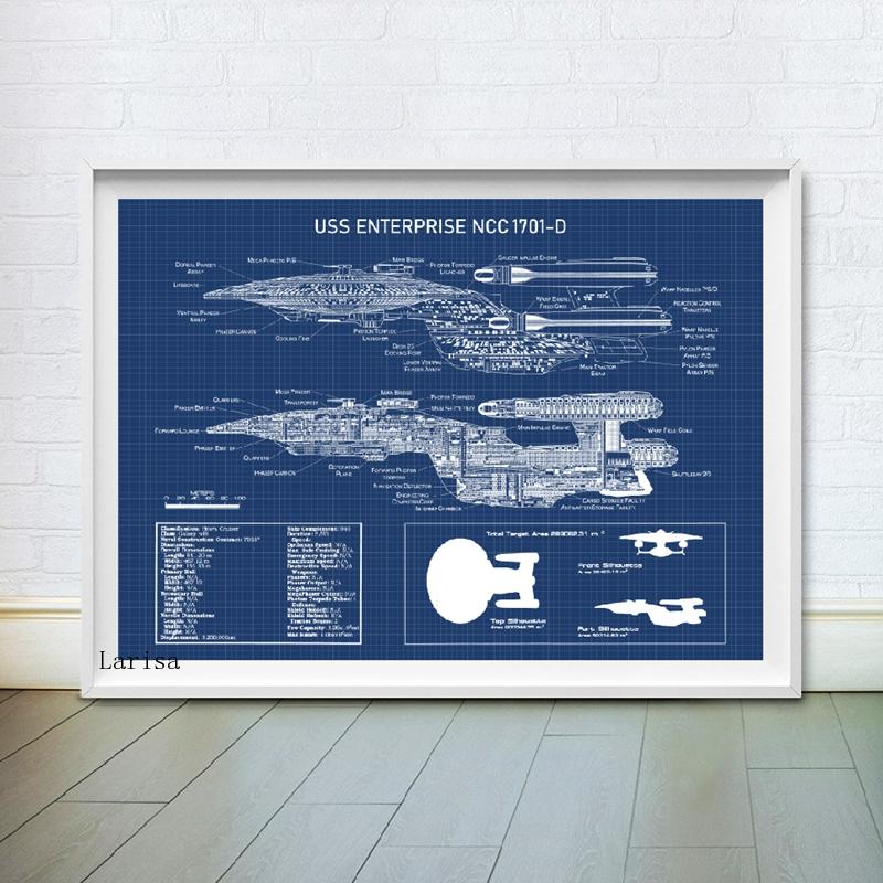 Star Trek Starship USS Enterprise NCC-1701 Blueprint Canvas Art