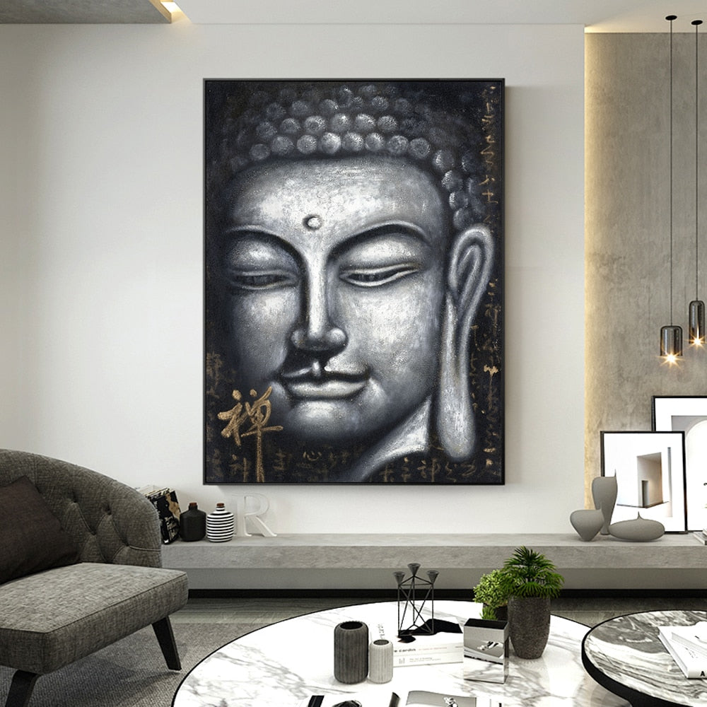 Sliver Buddha Oil Painting Canvas Art