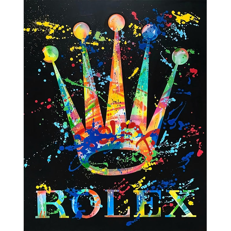 Graffiti Modern Luxury Rolex Crown Canvas Art