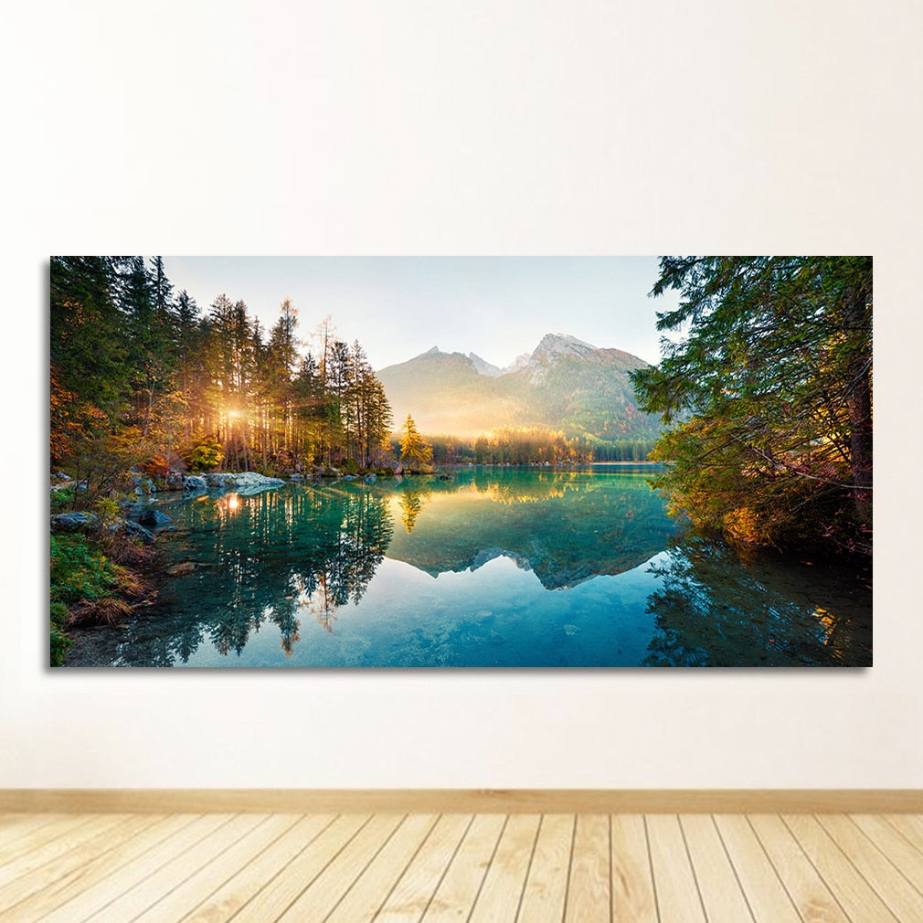 Sunshine Forest Lake Canvas Art