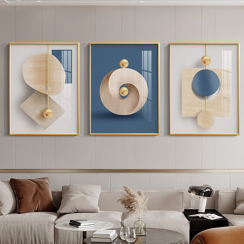 Abstract Circle Blue White Canvas Art