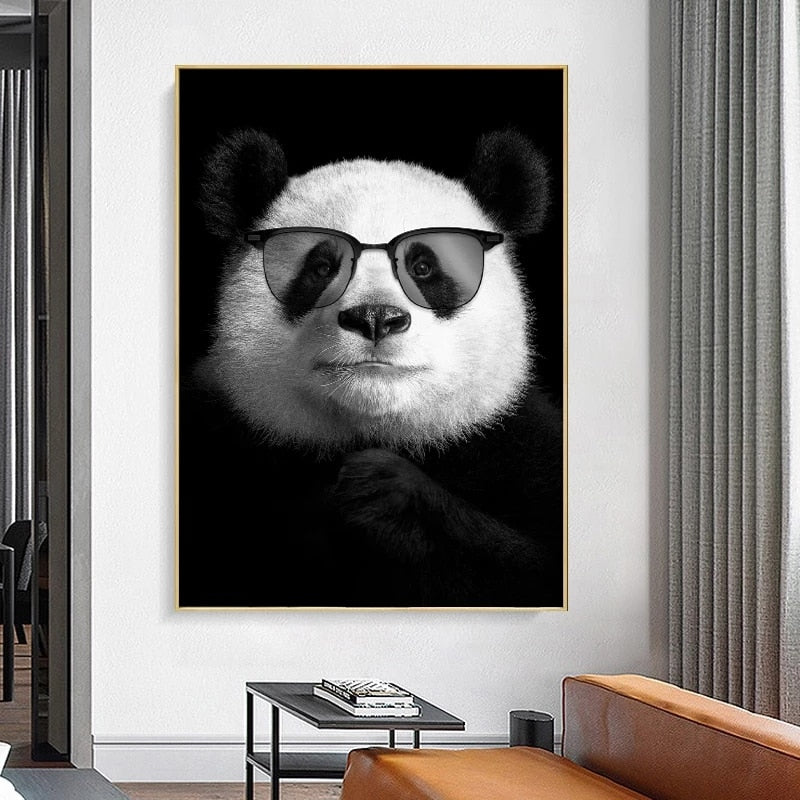 Panda Wearing Glasses Canvas Art