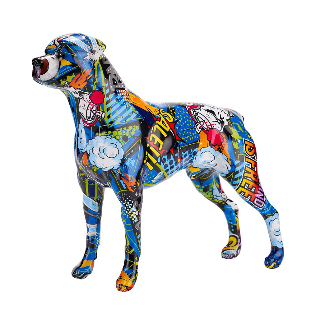 Graffiti Rottweiler Resin Statue