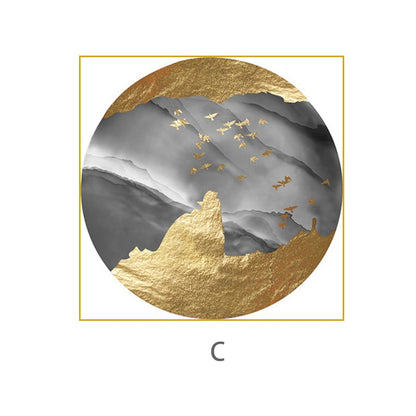 Golden Abstract Luxury Round Canvas Art