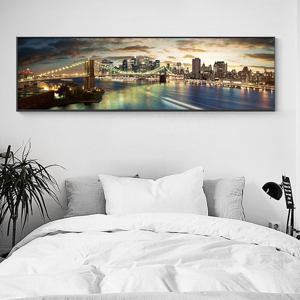 Brooklyn Bridge Night Landscape Canvas Art