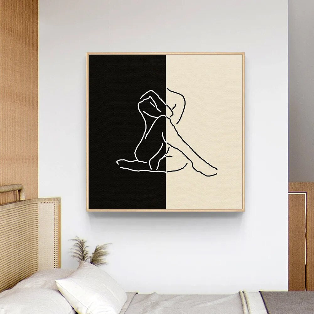 Sitting Figure Line Wall Art Canvas