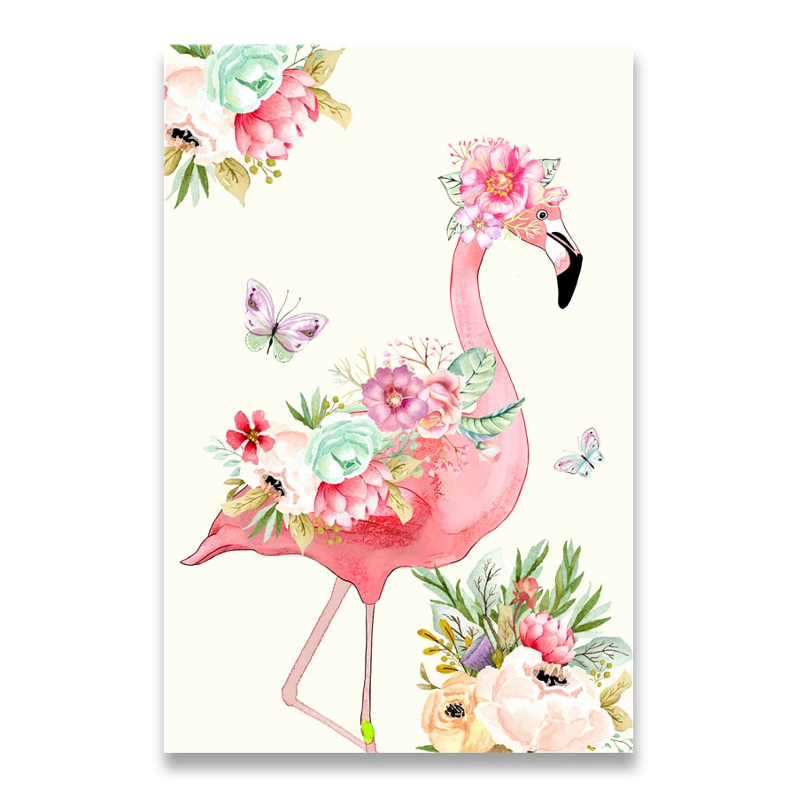 Pink Unicorn Flamingo Canvas Art