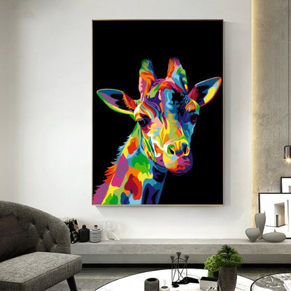 Colorful Giraffe Painting Canvas Art