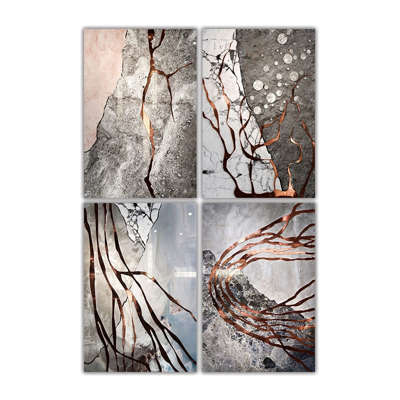 Modern Stone Texture Lines Canvas Art