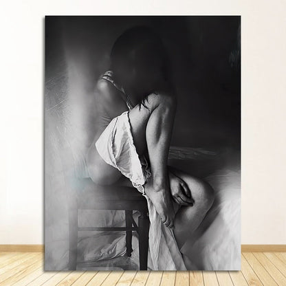 Black and White Woman Portrait Canvas Art