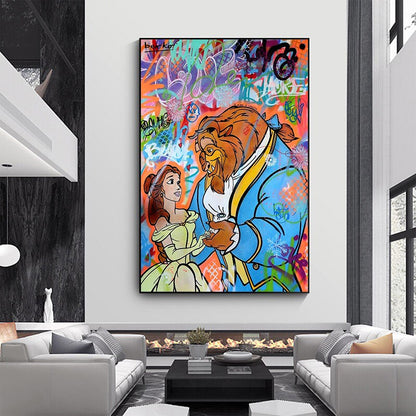 Graffiti Beauty And The Beast Canvas Art