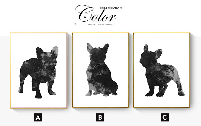 Black and White French Bulldog Canvas Art