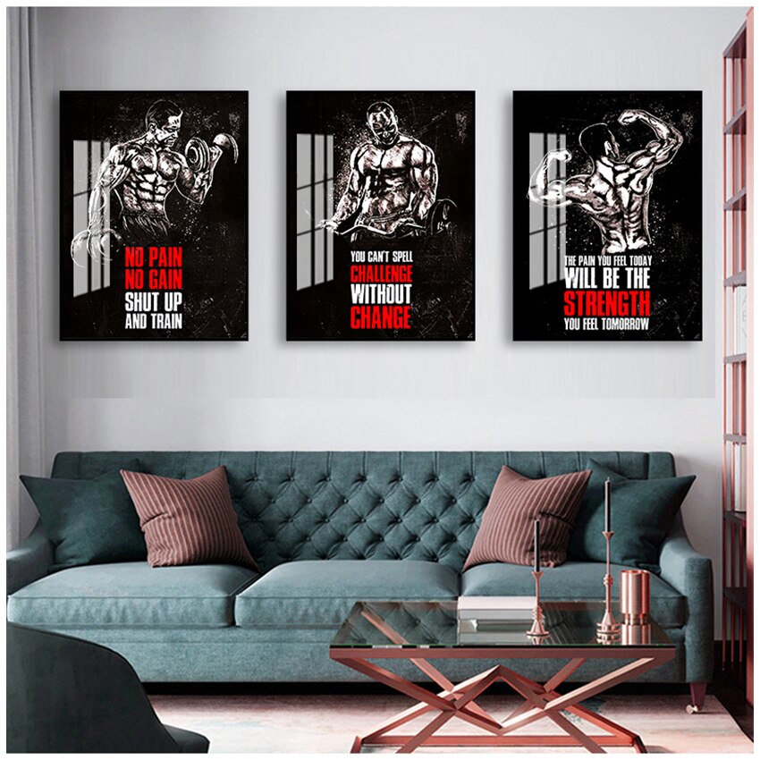 Muscle Bodybuilding Fitness Motivational Quotes Art Canvas