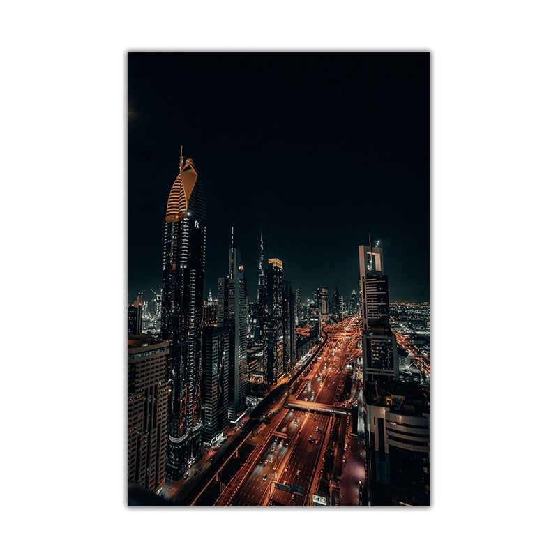 Night Cities Skylines Canvas Art