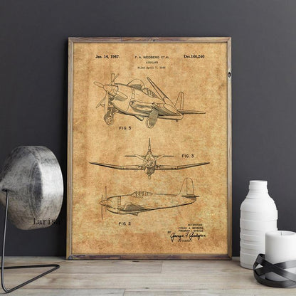 Vintage Airplane Patent Blueprint Canvas Art