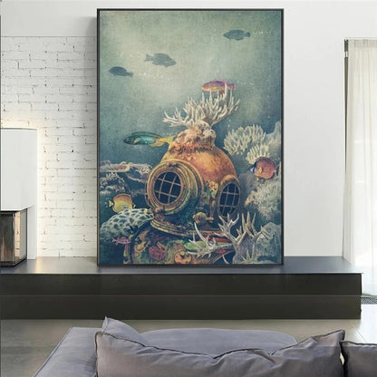 Sea Divers Underwater World Canvas Art