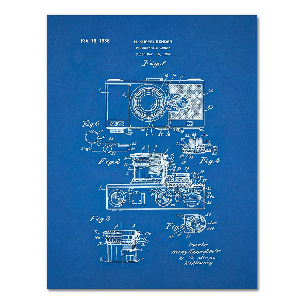 Camera Patent Blueprint Canvas Art