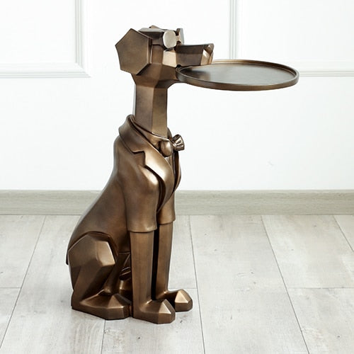 Sitting Dog Tray Statue