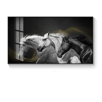 Modern Black and White Horse Canvas Art