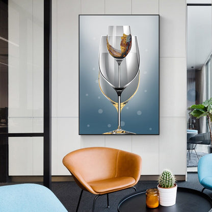 Wine Glass Gold Canvas Art