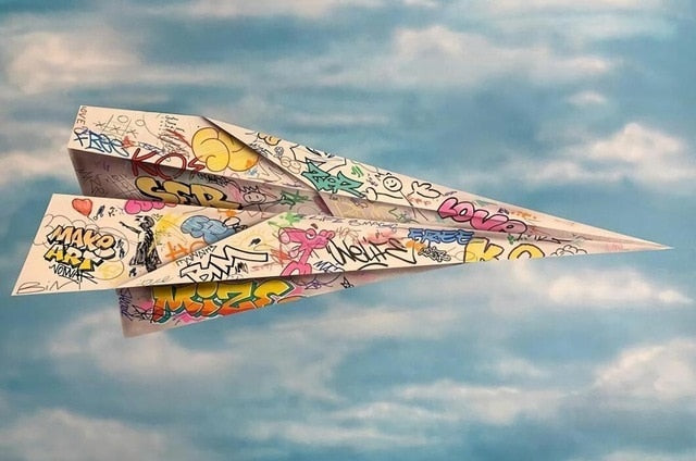 Graffiti Paper Plane Canvas Art