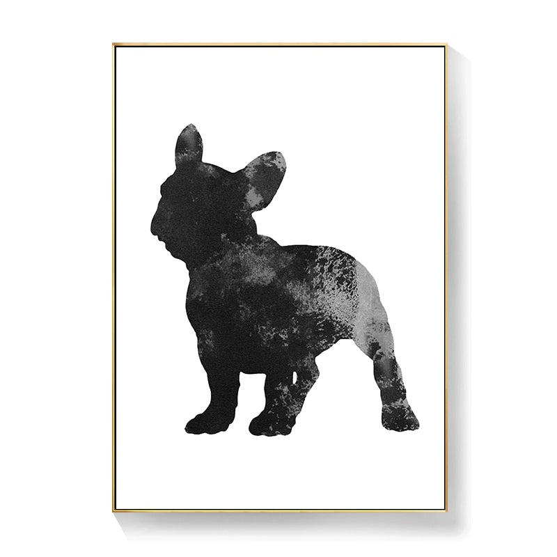 Black and White French Bulldog Canvas Art