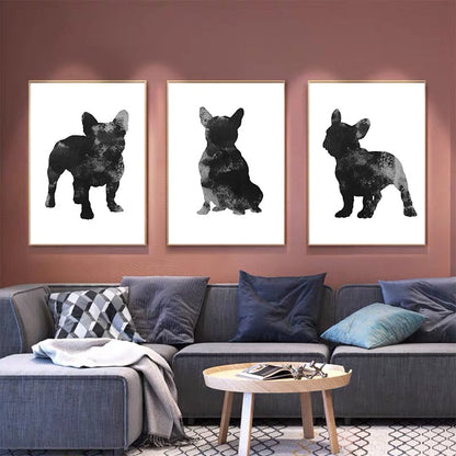 Black and White French Bulldog Canvas Art