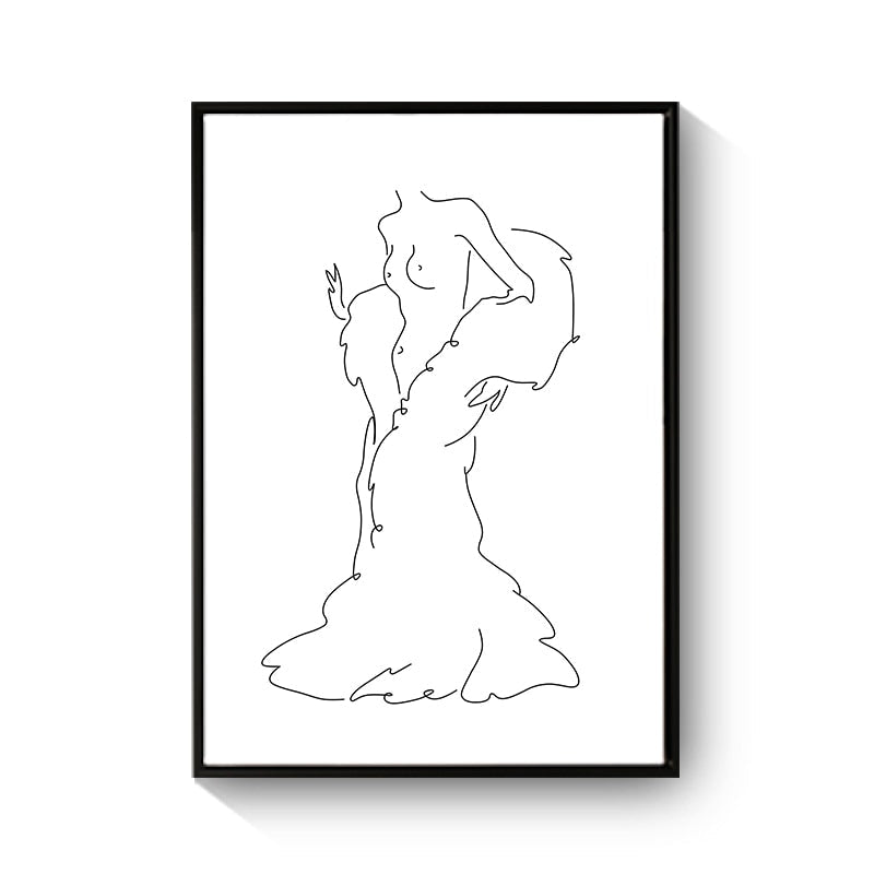 Minimalist Body Line Drawing Abstract Canvas Art