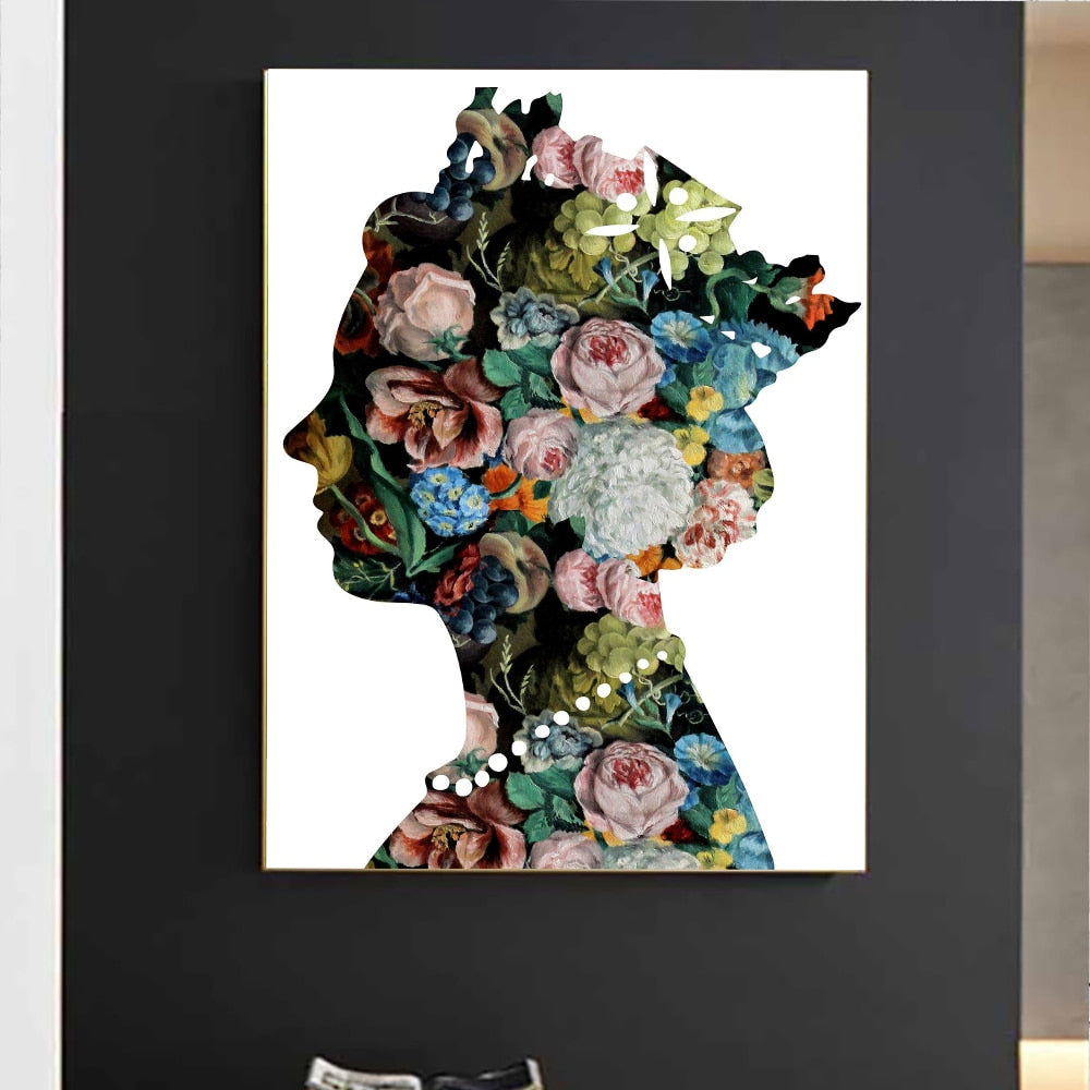 Abstract Flowers Queen of England Canvas Art