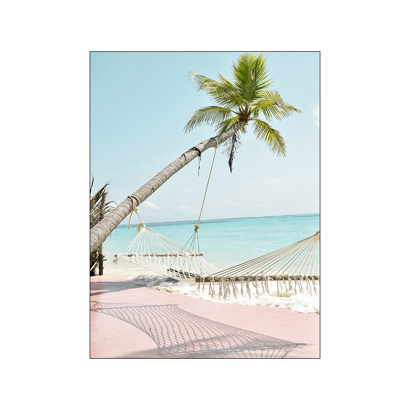 Tropical Pink Beach Canvas Art