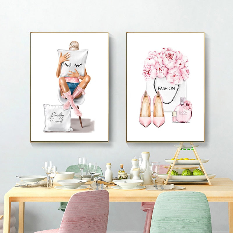 Pink Fashion Wall Art Canvas