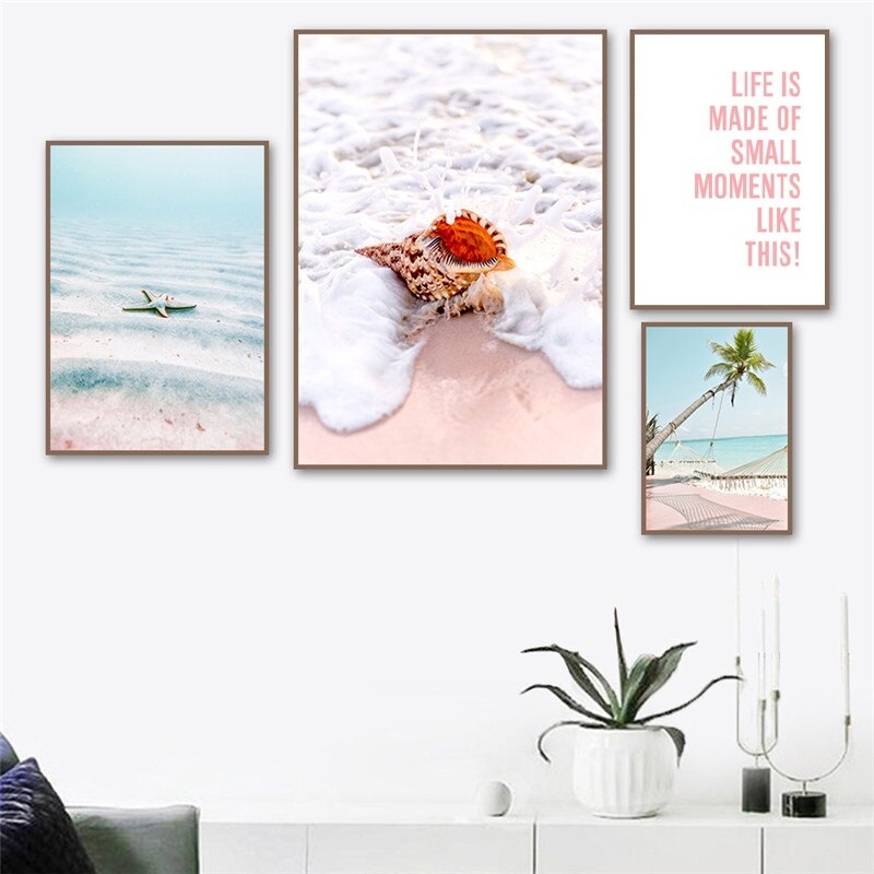 Tropical Pink Beach Canvas Art