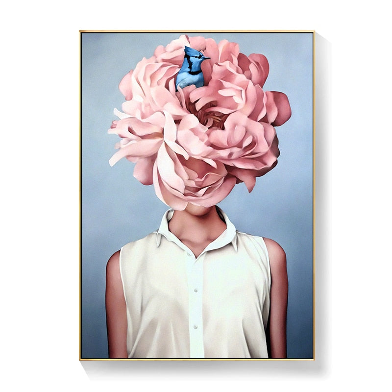 Lady Head Flower Canvas Art