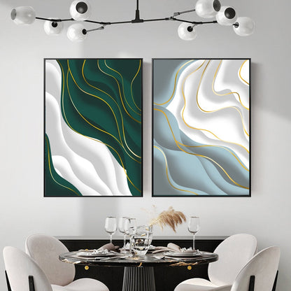 Abstract White Golden Streamline Canvas Art