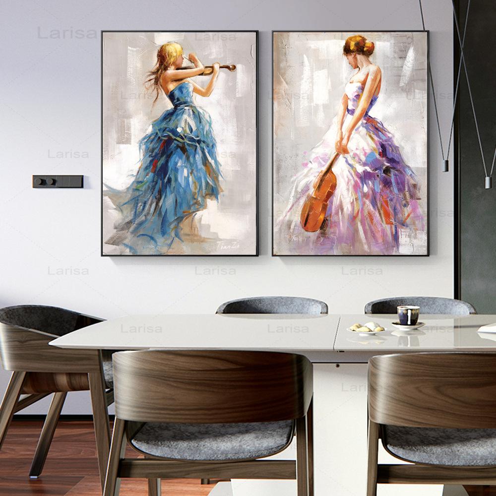 Violin and Dancing Woman Canvas Art