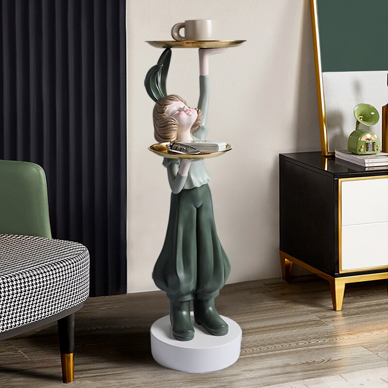 Modern Girl Tray Statue