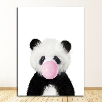 Cute Pink Balloon Baby Panda Canvas Art