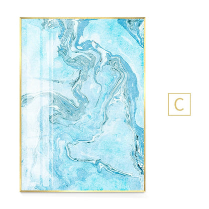 White Light Blue Marble Canvas Art