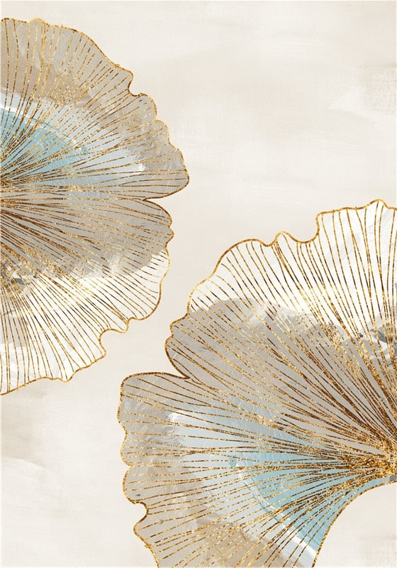 Golden Ginkgo Flower Canvas Art