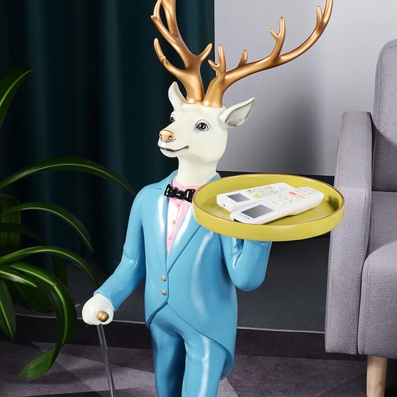 Gentleman Deer Statue With Tray and Tissue Storage