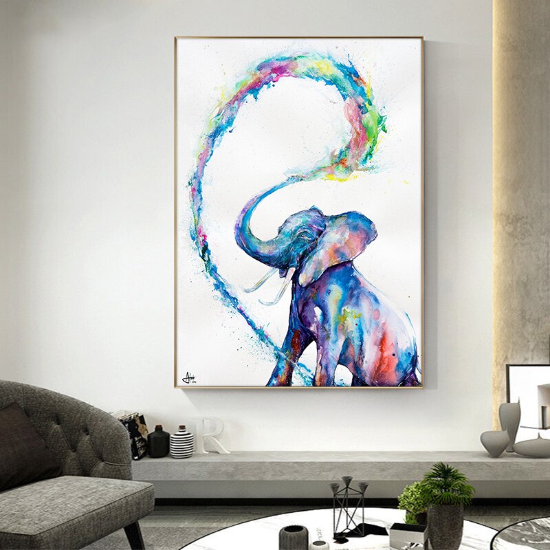 Watercolor Elephant Wall Art Canvas