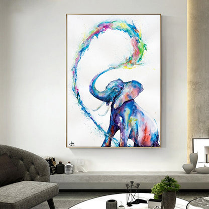 Watercolor Elephant Wall Art Canvas