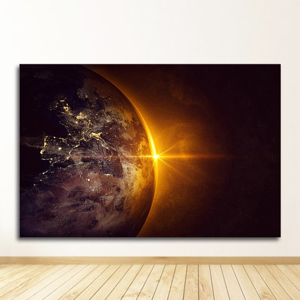 Meteorite Earth Galaxy Universe Wall Art Canvas