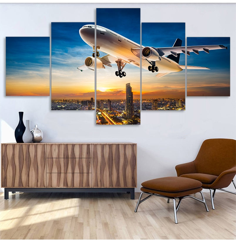 Airplane Sunset Canvas Art