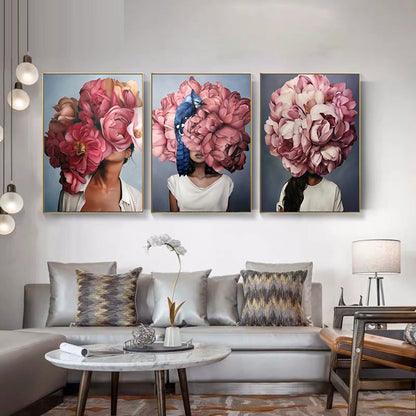 Lady Head Flower Canvas Art