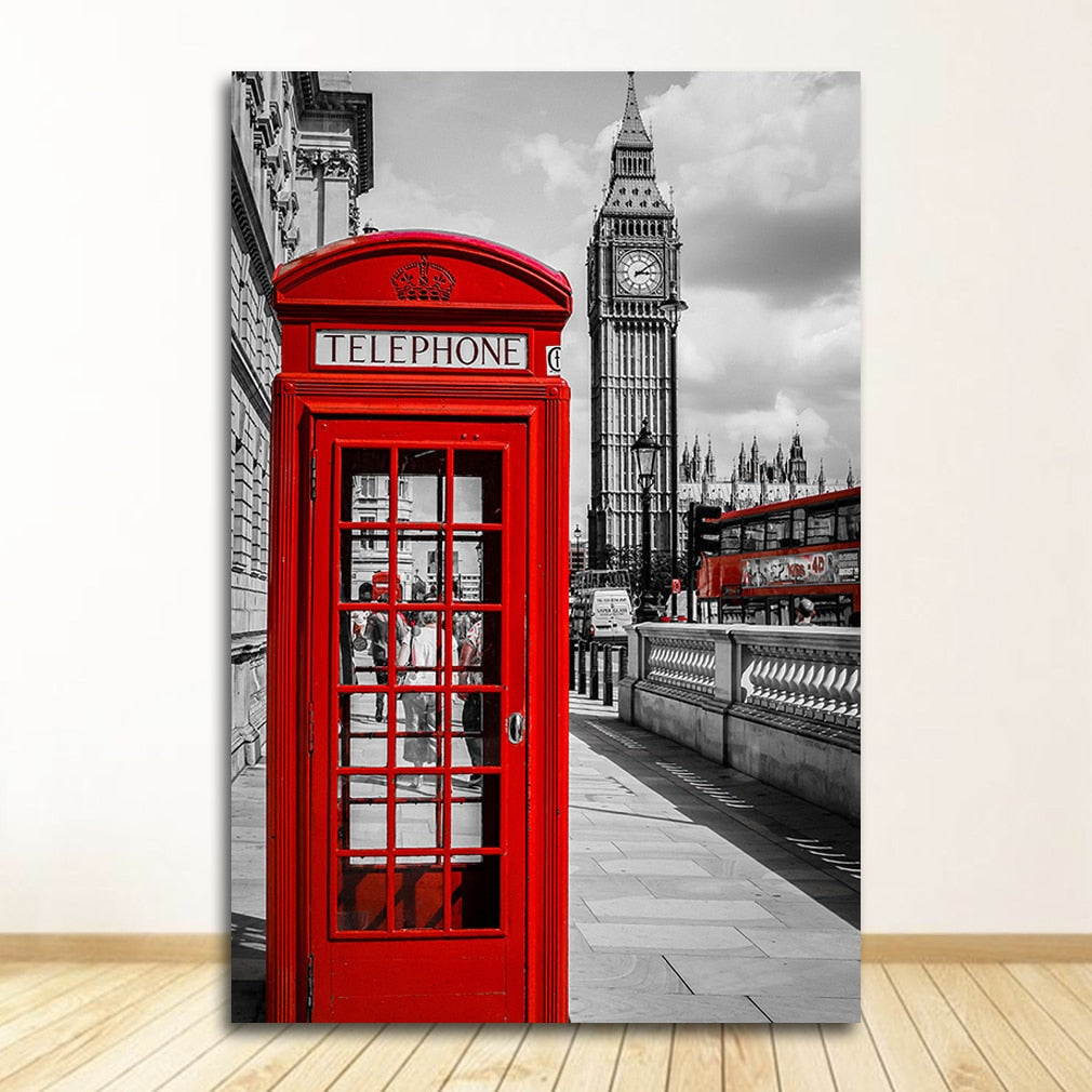 London Paris City Landscape Canvas Art